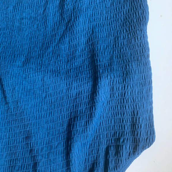 Aerie XL Cheeky Ribbed Smocked Scoop Neck One Piece Swimsuit High Cut Blue Sexy - Picture 7 of 12